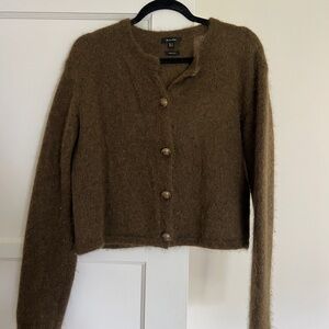 Massimo Dutti Alpaca Cardigan Olive Small
